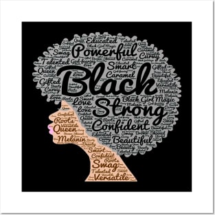 Afro Word Art Natural Hair T Shirt for Black Women Posters and Art